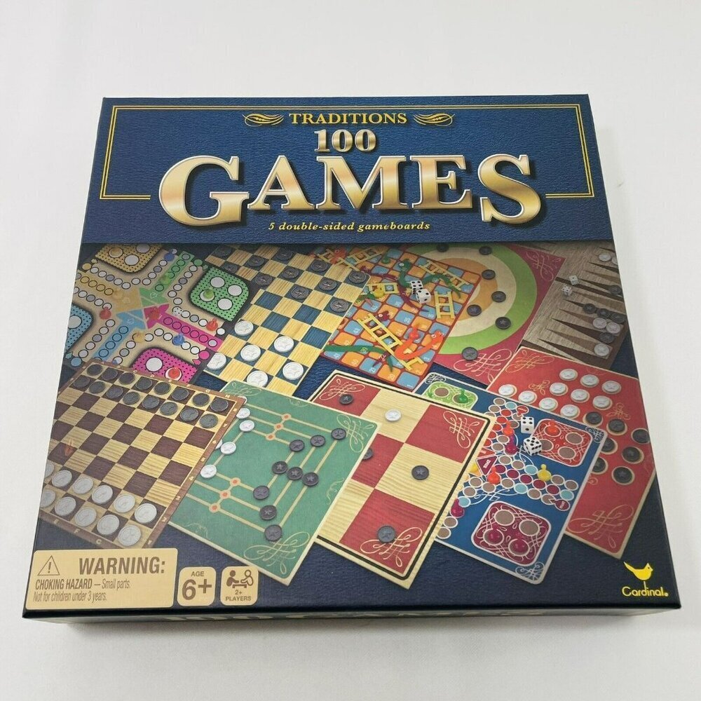 Cardinal Traditions 100 Game Gameboard Double Sided Chess Checker Family Holiday